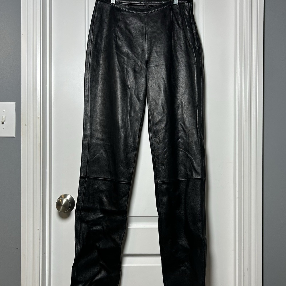 Pelle Studio by Wilsons Vintage 90s Genuine Leather Black Slim Skinny Pants